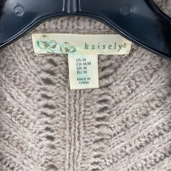 Kaisely Women’s Open Front Wool Blend Knit Cardigan Duster size M Cream - Picture 2 of 4